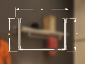 U-Form Garderobenstange Edelstahl als Wandgarderobe
